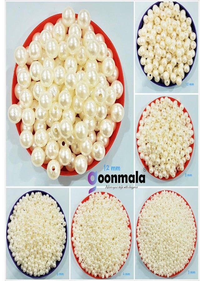 Goonmala خرز لؤلؤ بلاستيكي من غونمالا للأعمال اليدوية والمجوهرات والتطريز | إجمالي 1575 قطعة، 6 أحجام - من 3 مم إلى 12 مم مع علبة مقسمة إلى 6 أقسام - Image 2